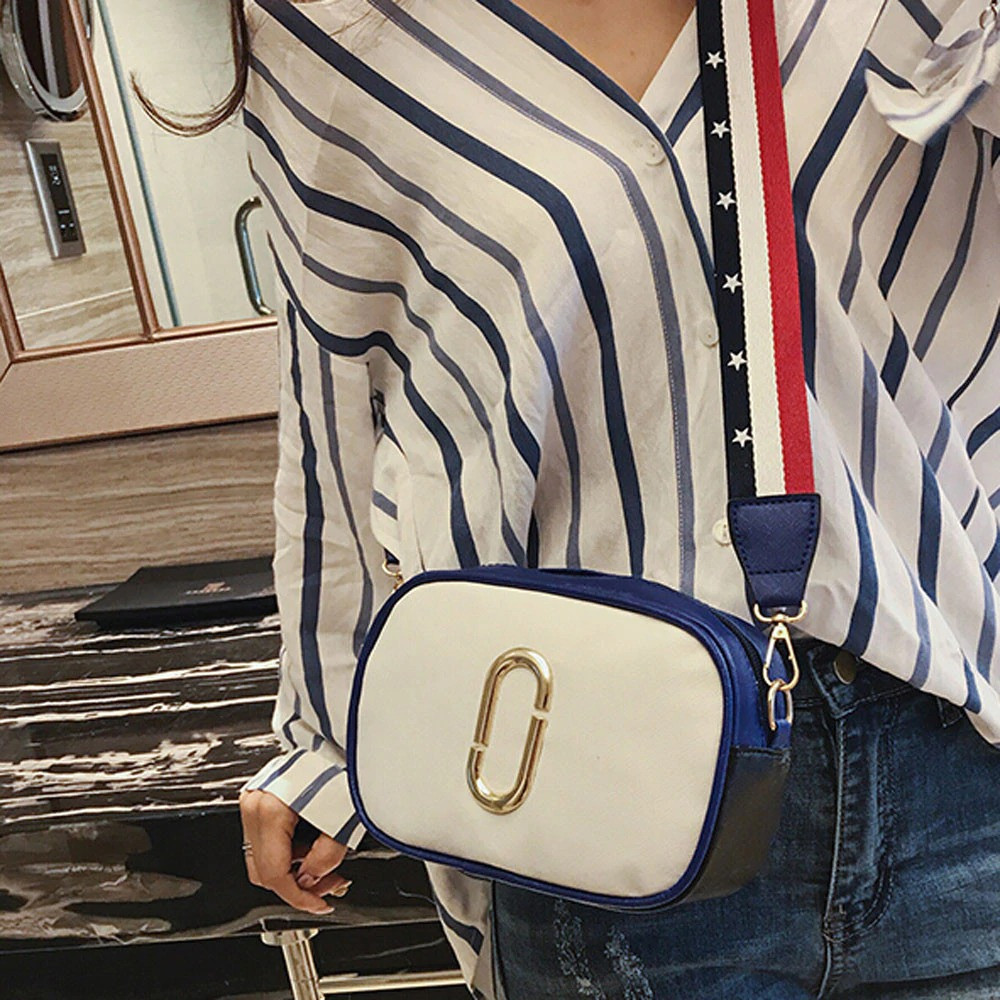 Сумка жіноча Camera Bag з текстильним ремінцем у стилі Marc Jacobs (біла)