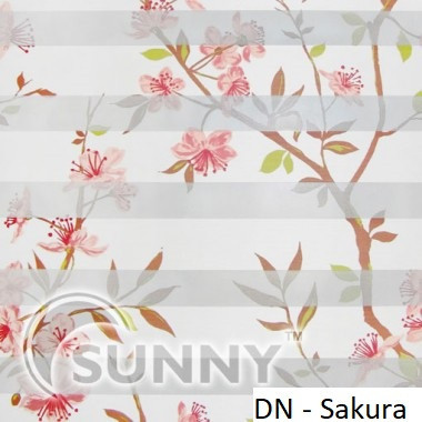 Рулонні штори для вікон День Ніч в закритій системі Sunny з П-подібними направляючими, тканина DN-Sakura, фото 1