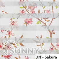 Рулонні штори для вікон День Ніч в закритій системі Sunny з П-подібними направляючими, тканина DN-Sakura