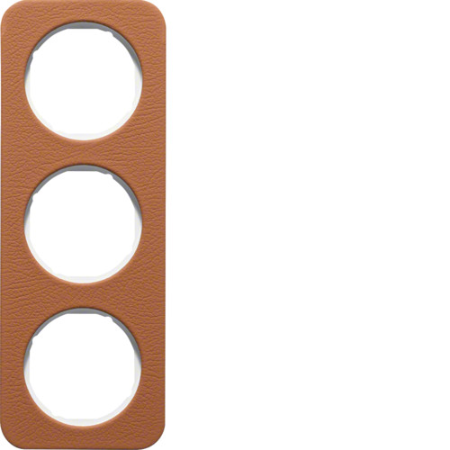 Рамка 3Х коричневая кожа/полярная белизна R.1 Berker, фото 1