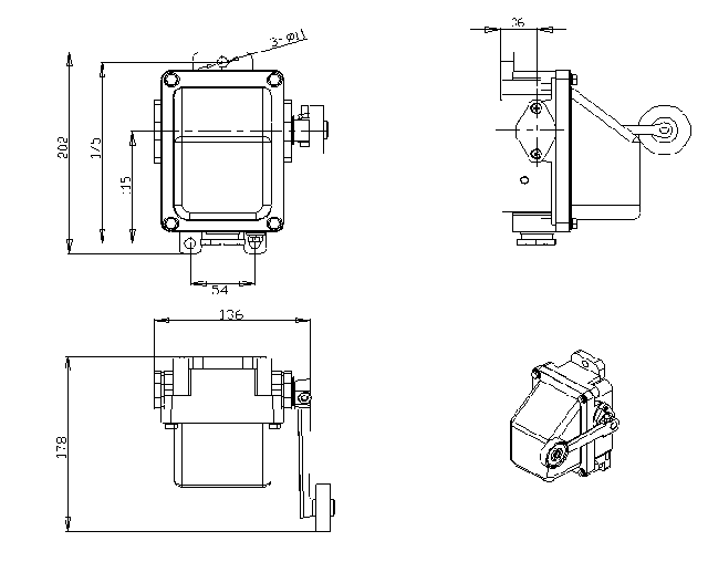 Купить выключатели КУ в Днепропетровске, по самым низким ценам! Габаритные размеры концевого выключателя КУ-701