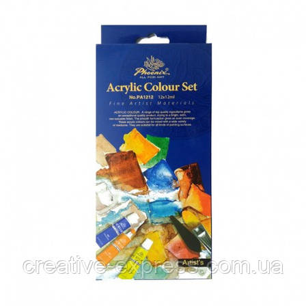 Набір акрилових фарб Фенікс, 12кольорів, 12мл, Renesans, фото 1