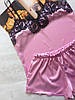 Жіноча атласна піжама майка шорти рожева, фото 2