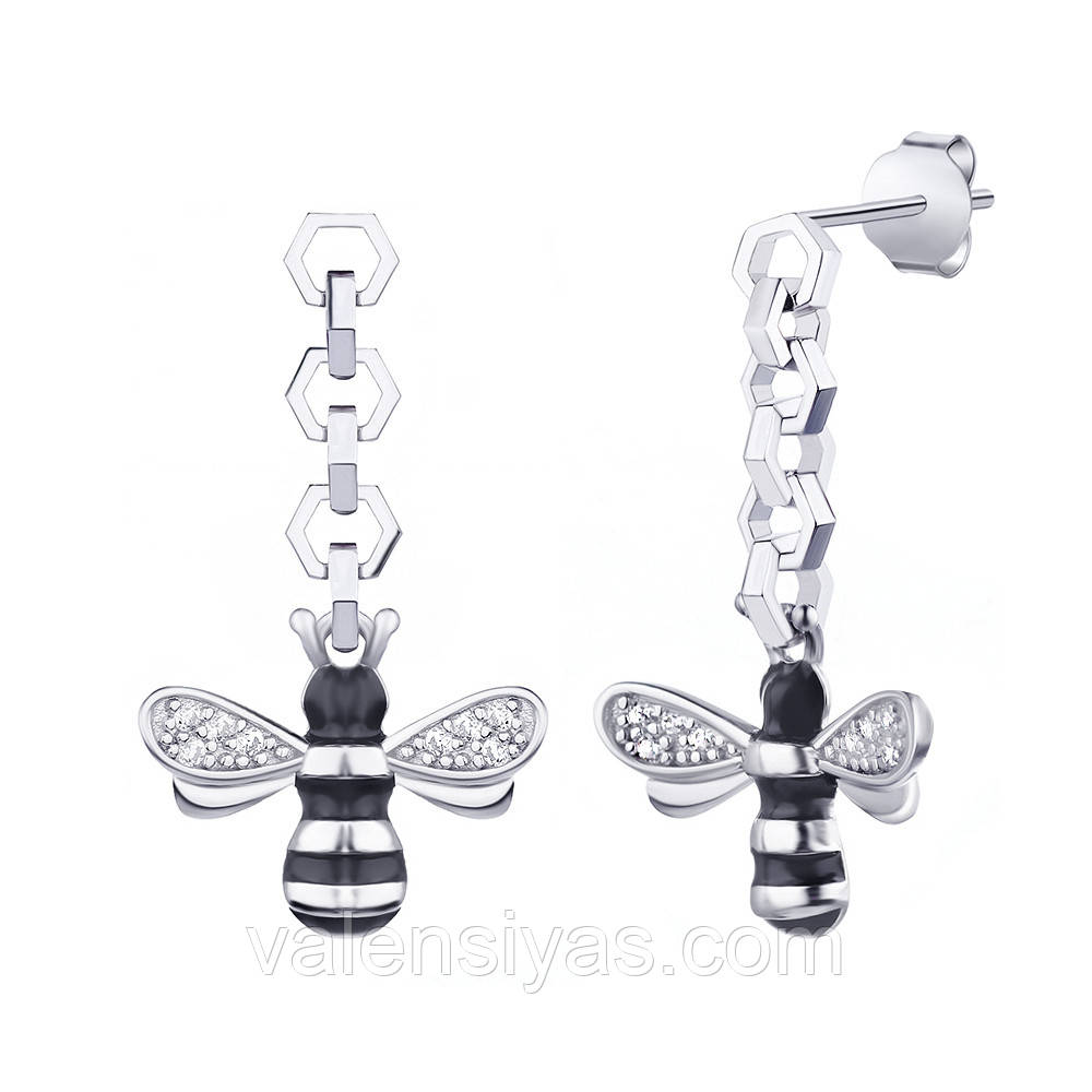 Срібні сережки Бджіли С2ЧФ/1463