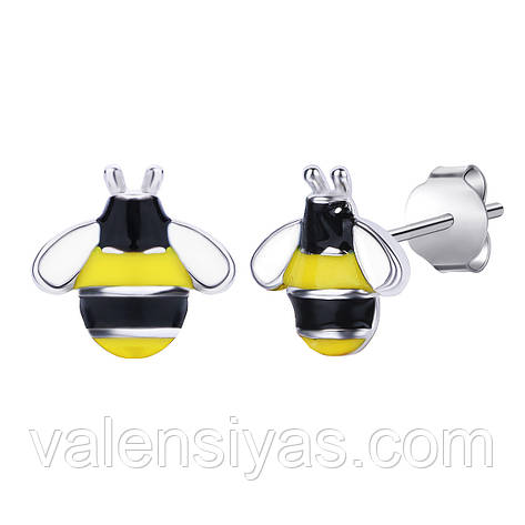 Срібні сережки Бджіли С2ц/1245, фото 1