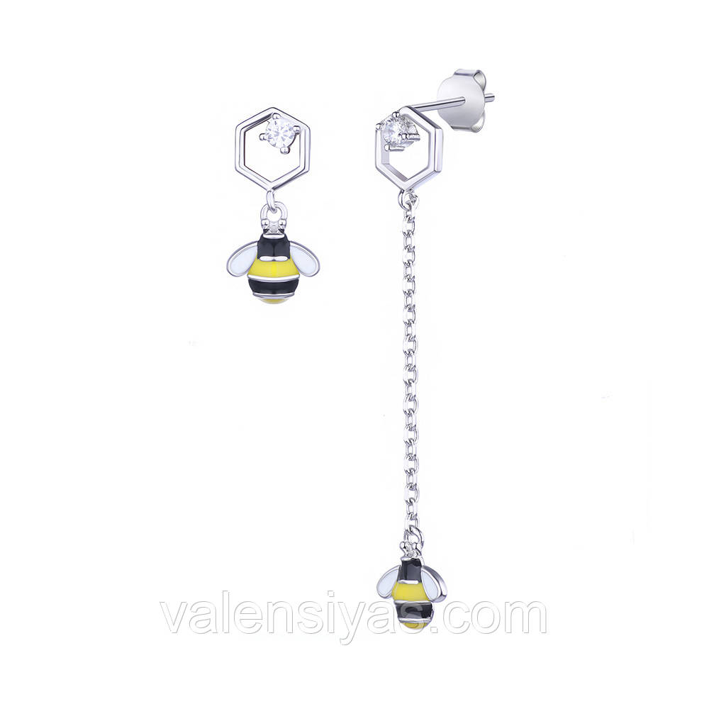 Срібні сережки Бджілки С2цФ/1459