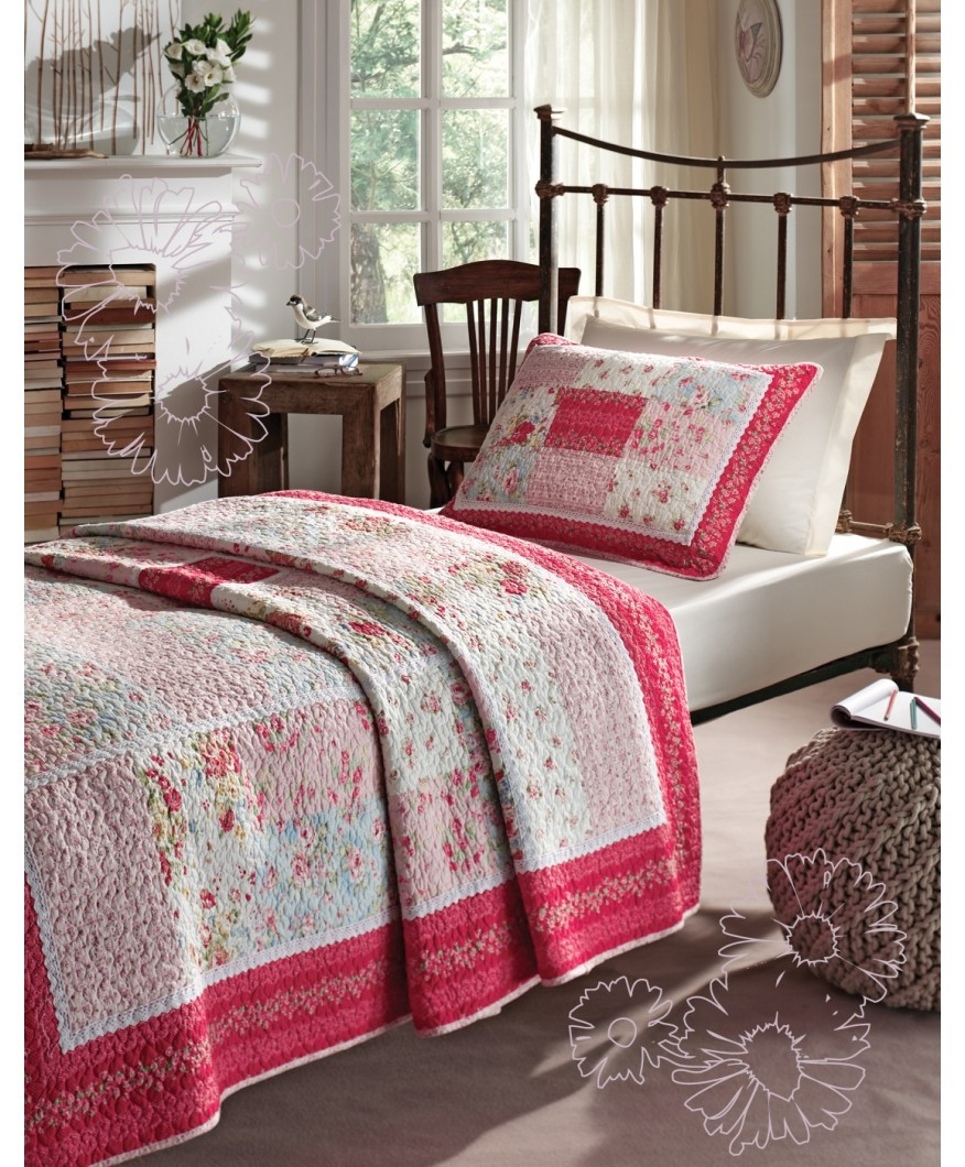 Покрывало хлопковое с наволочкой Karaca Home (Patchwork) - Bonny 180x260 - фото 1 - id-p91388759