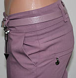 Штани жіночі класичні прямі, з пояском бузкові, Туреччина, фото 4