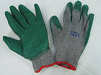 Перчатки трикотажные с нитриловым напылением ладонной части(зеленые)
