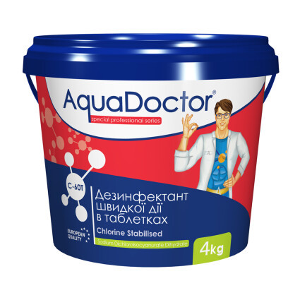 Хлор для басейну швидкої дії AquaDoctor C-60T у таблетках (4 кг)