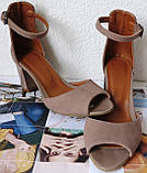 Goldi! Ніжні літні жіночі туфлі босоніжки підбор 6,5 см замша бежева дуже зручні 37,39,40 розм, фото 5