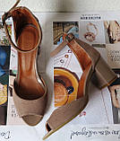 Goldi ! Ніжні елегантні та зручні літні жіночі туфлі, босоніжки каблук 6,5 см замша бежева, фото 6