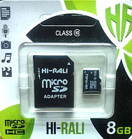 Hi-Rali 8 GB Micro SDHC HI-8GBSDCL 10-01 с адаптером Карта памяти Class 10