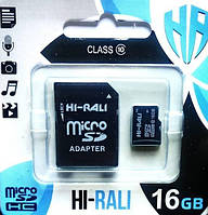Hi-Rali 16 GB Micro SDHC HI-16GBSDCL 10-01 с адаптером Карта памяти Class 10 (100026)