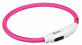Нашийник для кішок і собак Trixie USB Flash Light Ring світиться, 35 см Рожевий