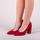 Жіночі червоні замшеві туфлі на підборах, фото 4