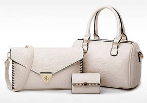 Елегантний набір жіночих сумок на 3 предмета, сумка клатч візитниця