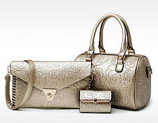 Елегантний набір жіночих сумок на 3 предмета, сумка клатч візитниця, фото 2