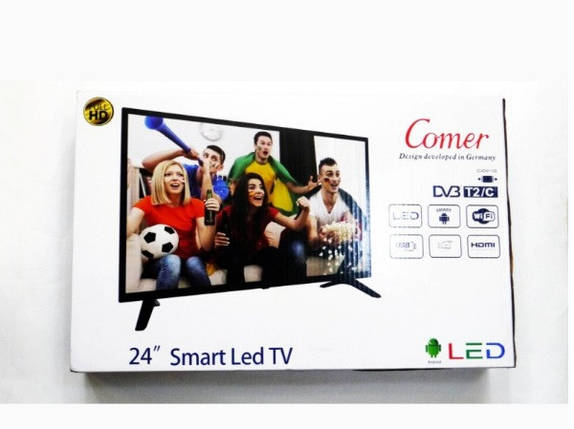 Телевізор Comer 24" Smart TV, Wi-Fi, 1Gb Ram, 4Gb Rom, T2, USB/SD, HDMI, VGA смарт-телевізор , фото 2