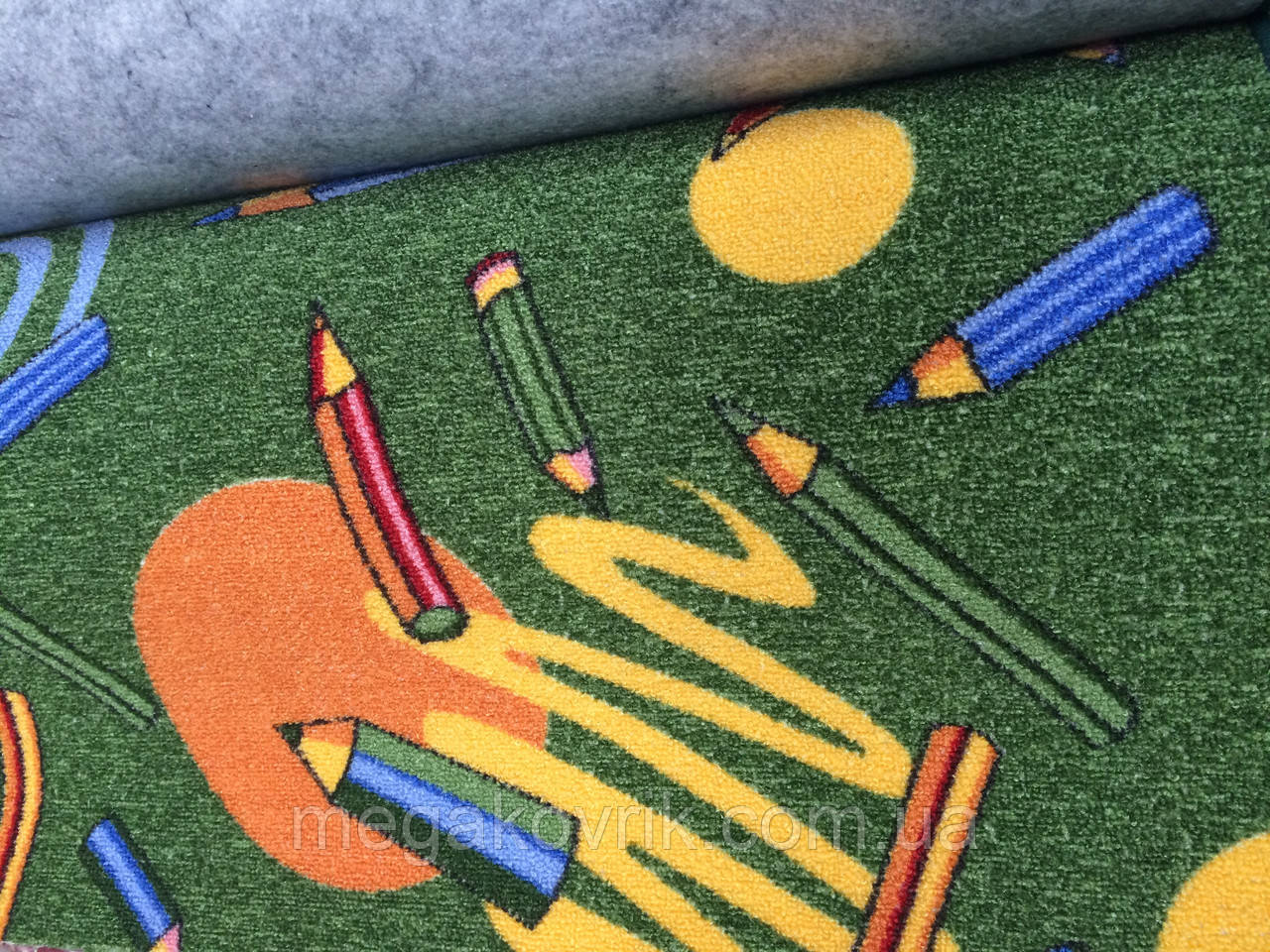 Дитячий килимок Олівці зелений фон 2 м 3м, фото 1