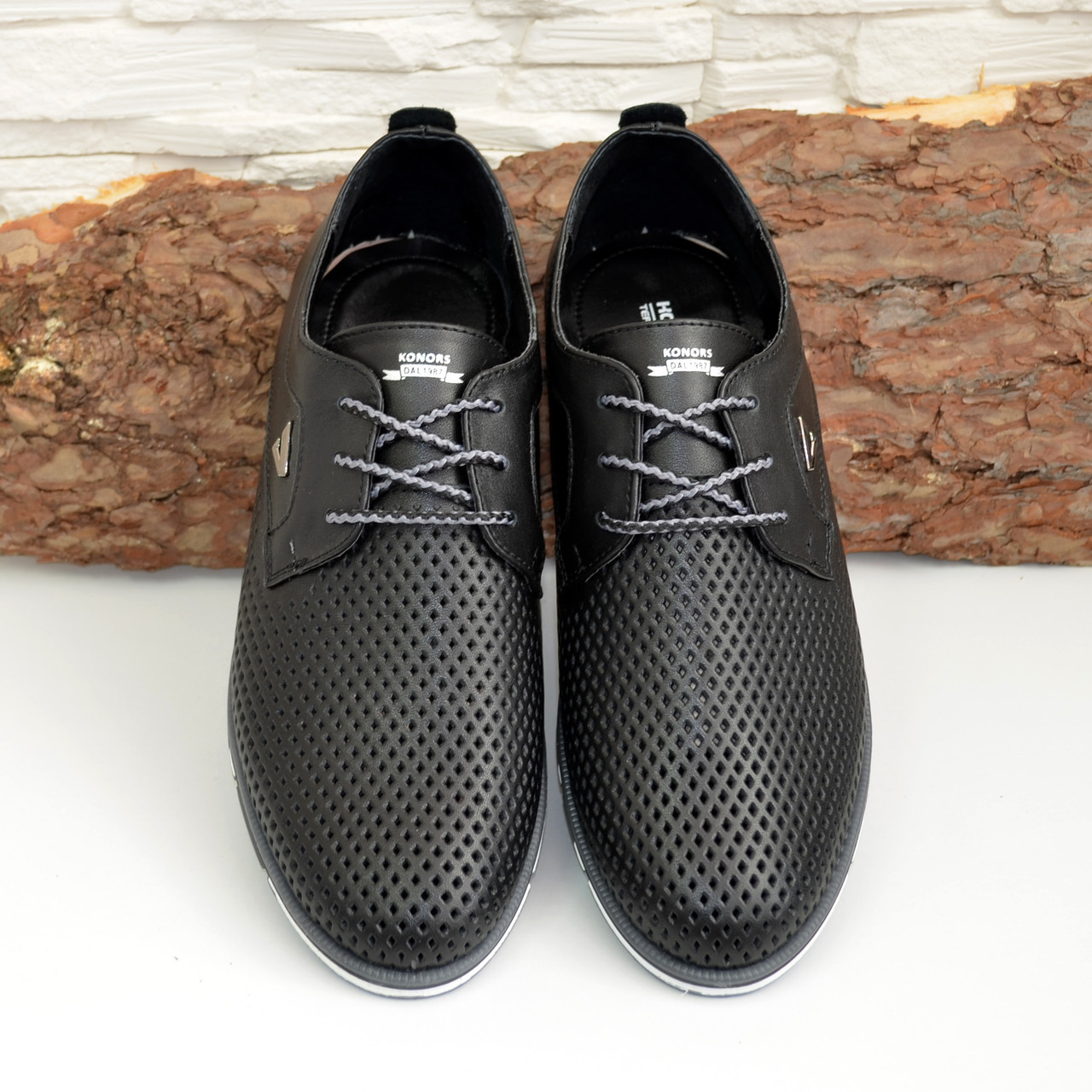 Чоловічі шкіряні чорні туфлі на шнурівці. У наявності 43-й розмір - фото 3 - id-p945167095