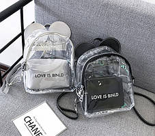 Прозорий силіконовий рюкзак з вушками Міккі Маус і клатчем, фото 2