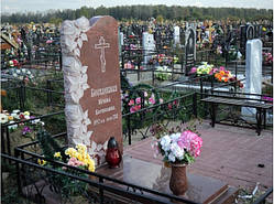 Пам'ятник з граніту лезник 120*60*8 з квітником і надгробної плитою