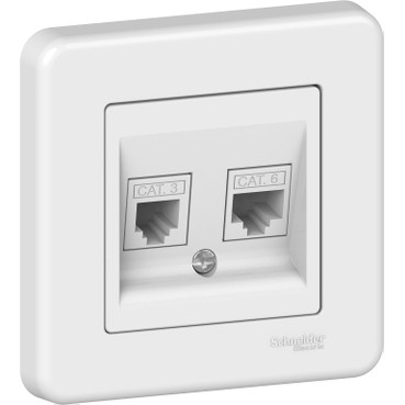 Розетка комп'ютерна + телефонна Білий / Крем Leona Schneider Electric, LNA4900121
