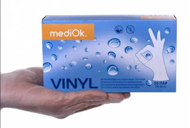 

Перчатки виниловые, MediOk Vinyl (100шт), прозрачные, Прозрачный