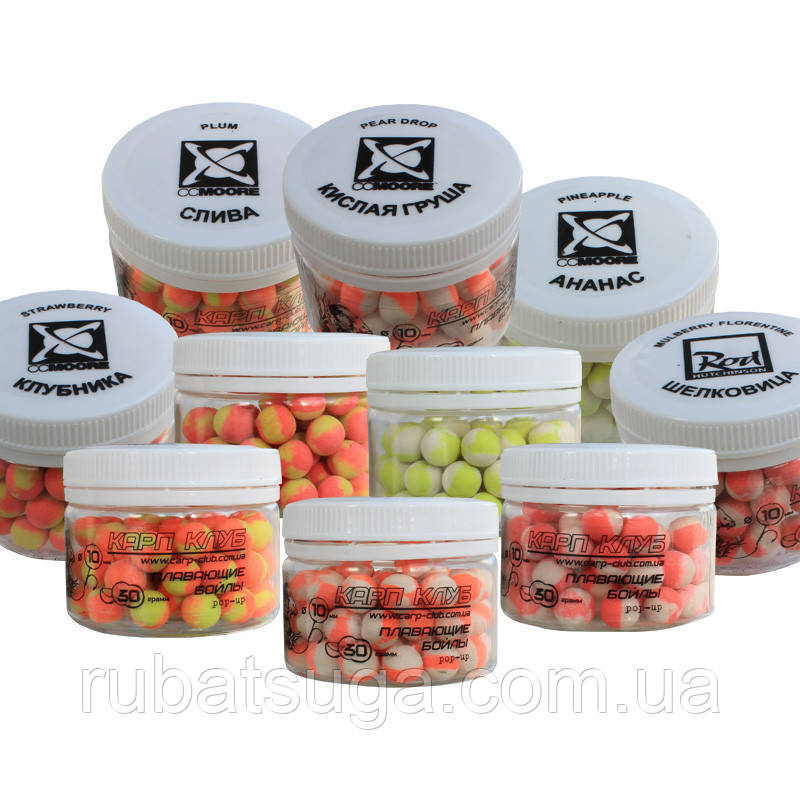 Плаваючі бойли pop-up Короп Клуб серія Two Tone біло-рожеві, Кальмар (CC Moore Squid Octopus) 10мм/30 грам, фото 1