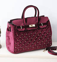 Шикарна оксамитова стьобана сумка для стильних дівчат, фото 2