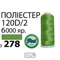 Нитки для вышивания 100% полиэстер, номер 120D/2, брутто 168г., нетто 154г., длина 6000 ярдов, цвет 3278