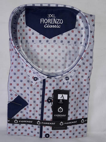 Сорочка чоловіча з коротким рукавом vk-0002 Fiorenzo біла в принт класична Туреччина, фото 1