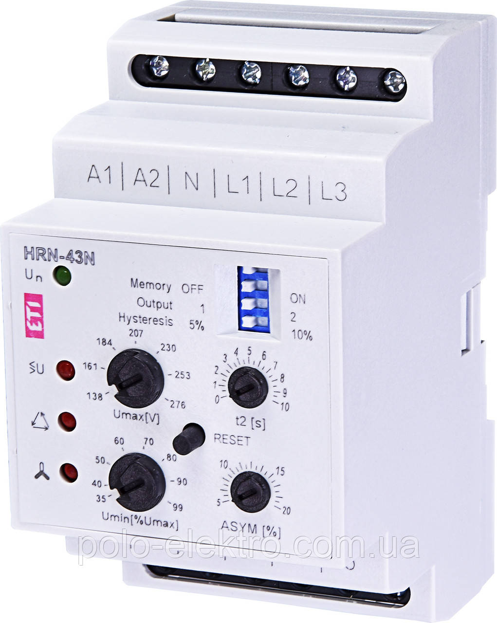 Реле контролю напруги HRN-43N 230V (3F, 2x16A_AC1) з нейтраллю ETI