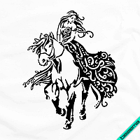Термопечать на текстильные изделия Девушка на лошади [Свой размер и материалы в ассортименте] Крупный, 10