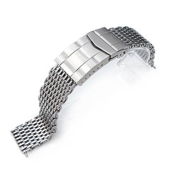 19mm, 20mm Ploprof 316 Reform Stainless Steel SHARK Mesh Watch Band, Submariner Diver Clasp, Brushed