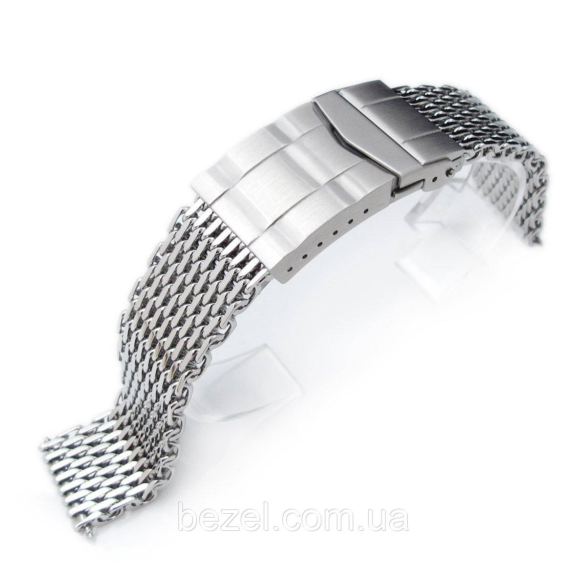 19mm, 20mm Ploprof 316 Reform Stainless Steel SHARK Mesh Watch Band, Submariner Diver Clasp, Polished