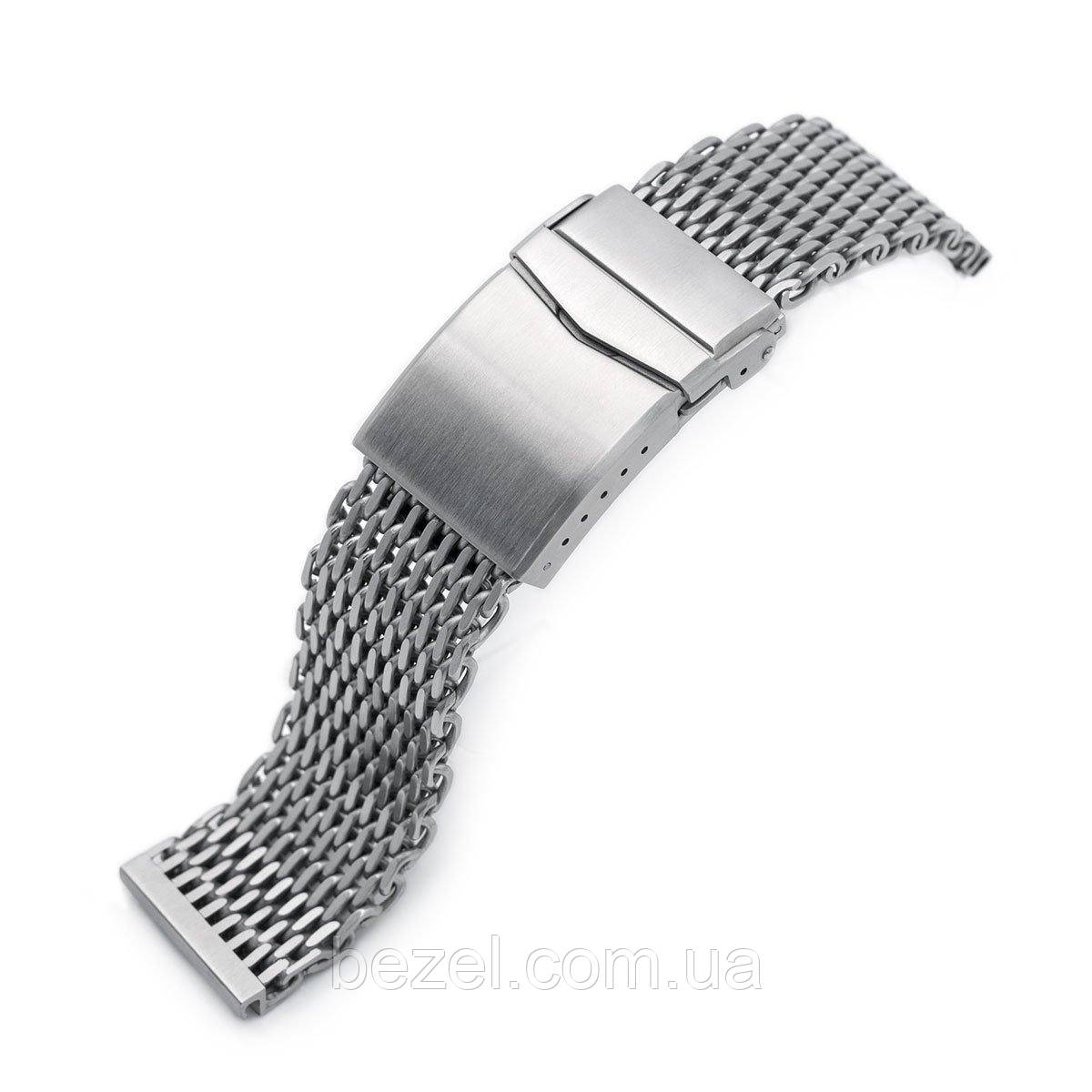 22mm Winghead SHARK Mesh Band Stainless Steel Watch Bracelet, V-Clasp, Brushed