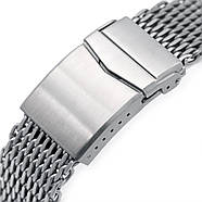 22mm Winghead SHARK Mesh Band Stainless Steel Watch Bracelet, V-Clasp, Brushed, фото 3