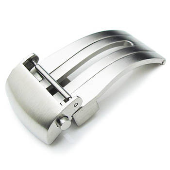 18mm or 20mm Deployment Buckle / Clasp 316L Solid Stainless Steel, for Leather Watch Strap (Brush)