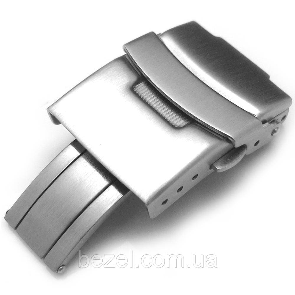 18mm, 20mm, 22mm or 24mm Stainless Steel Push Button Diver Clasp for Watch Band, Brushed