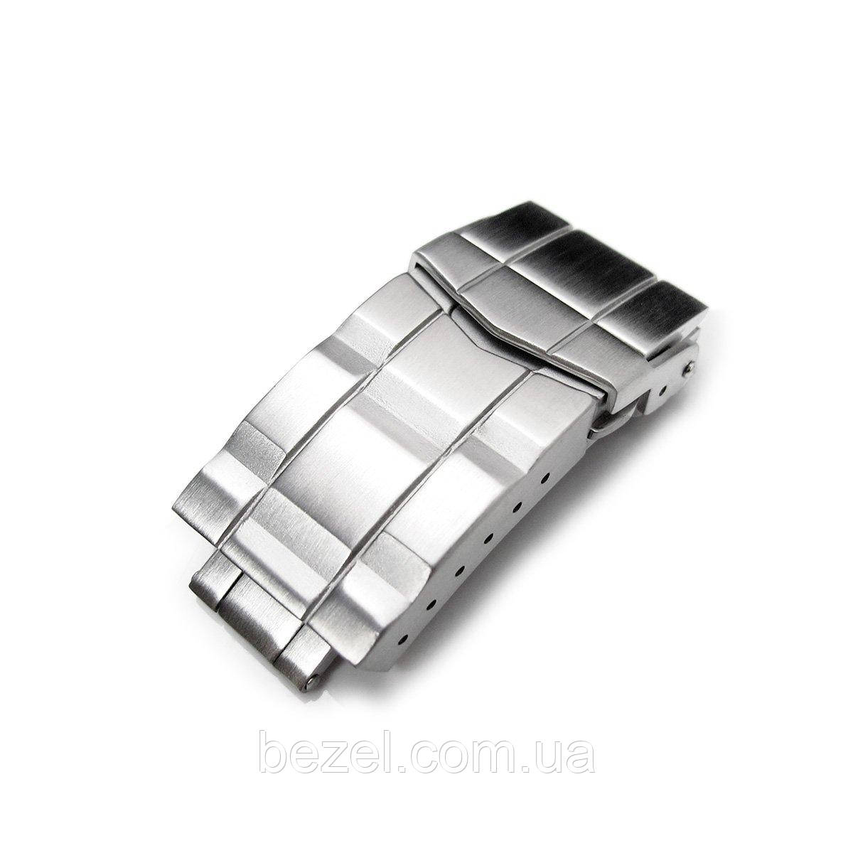 16mm, 18mm or 20mm Solid 316L Stainless Steel Double Locks Submariner Diver Clasp, Button Control, Brushed, фото 1