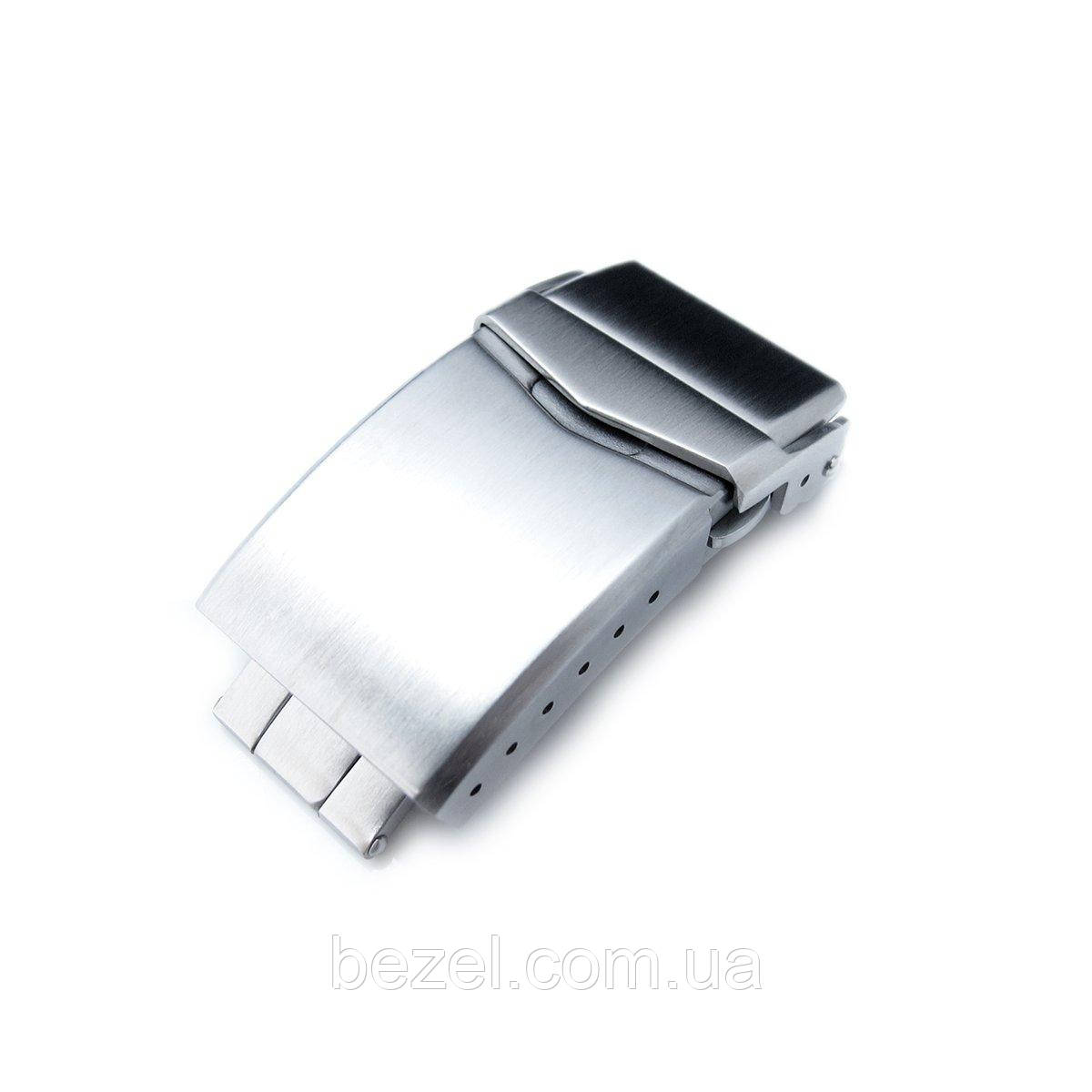 18mm, 20mm or 22mm Stainless Steel V Clasp Double Lock Button Diver Buckle, Brushed