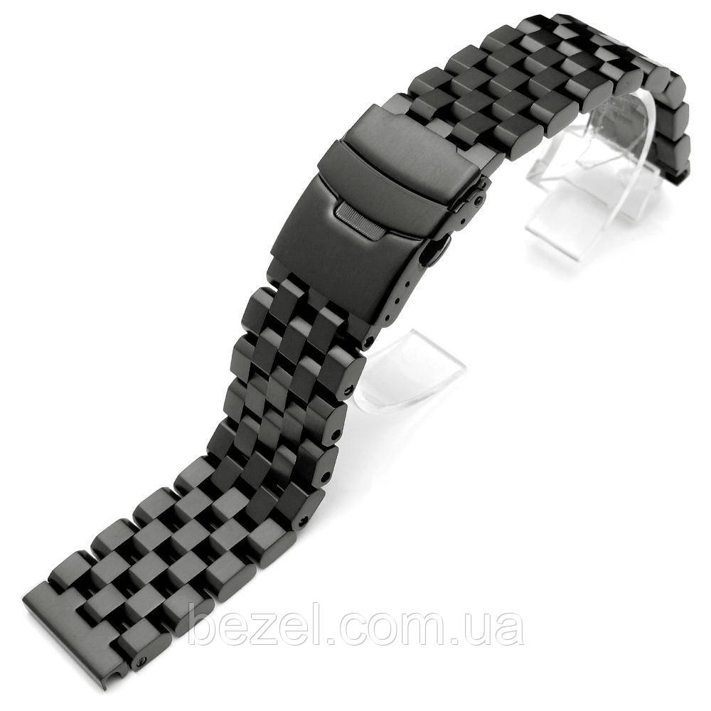 SUPER Engineer Type II Solid Stainless Steel Straight End Watch Band - Push Button PVD Black, фото 1