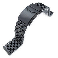 19mm, 20mm, 21mm, 22mm or 23mm Super Engineer II Solid SS Straight End Watch Band, Button Chamfer, PVD Black