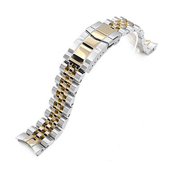 20mm ANGUS Jubilee 316L Stainless Steel Watch Bracelet for Seiko Alpinist SARB017, Two Tone IP Gold,