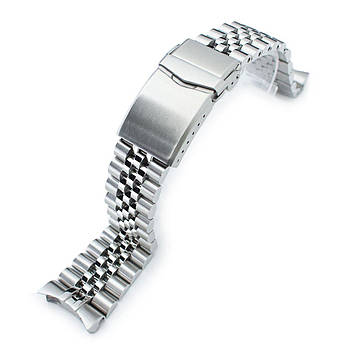 22mm Super 3D Jubilee 316L Stainless Steel Watch Band for Seiko SKX007, V-Clasp Button Double Lock