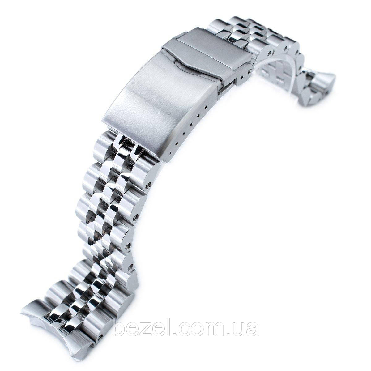 22mm ANGUS Jubilee 316L Stainless Steel Watch Bracelet for Seiko SKX007, Brushed/Polished, V-Clasp