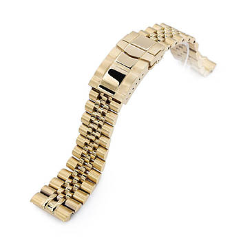 22mm Super 3D Jubilee 316L Stainless Steel Watch Bracelet for Seiko Gold Turtle SRPC44, Submariner Clasp full