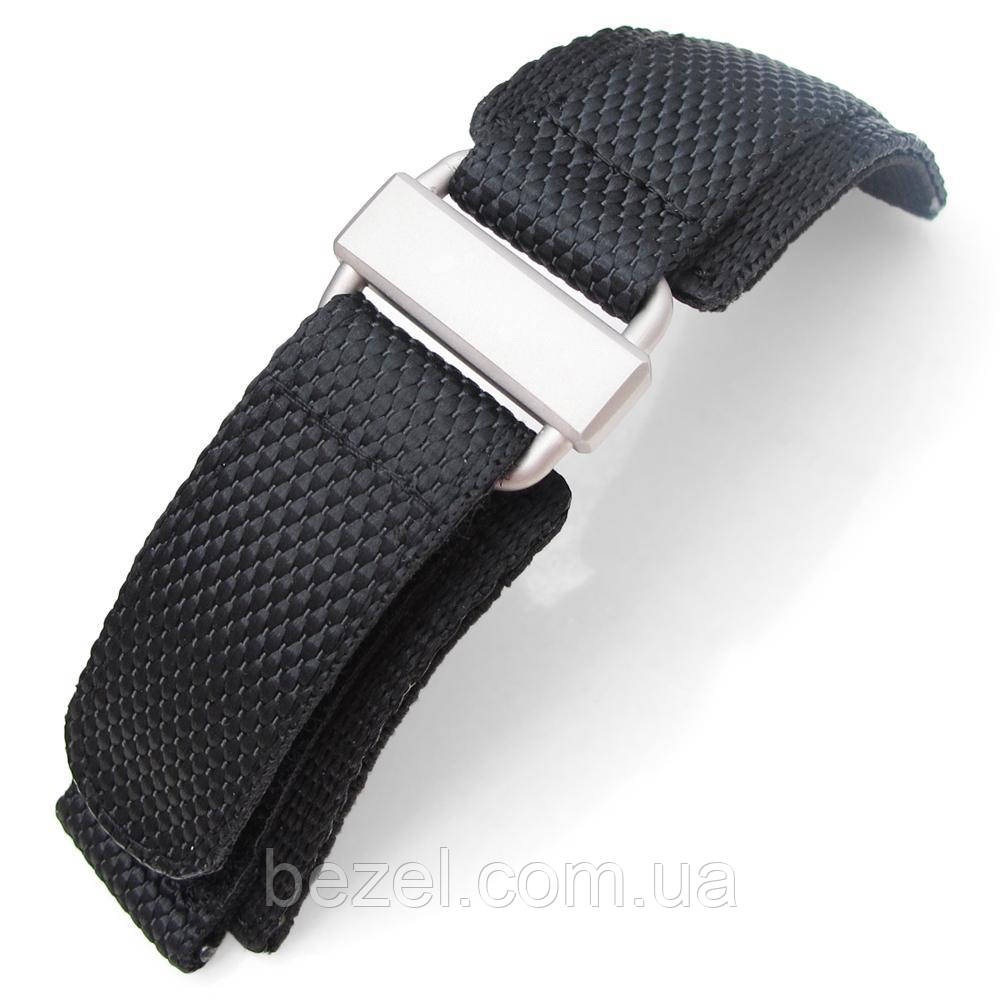 20mm, 22mm, 23mm, 24mm MiLTAT Honeycomb Black Nylon Velcro Fastener Watch Strap Sandblasted Buckle